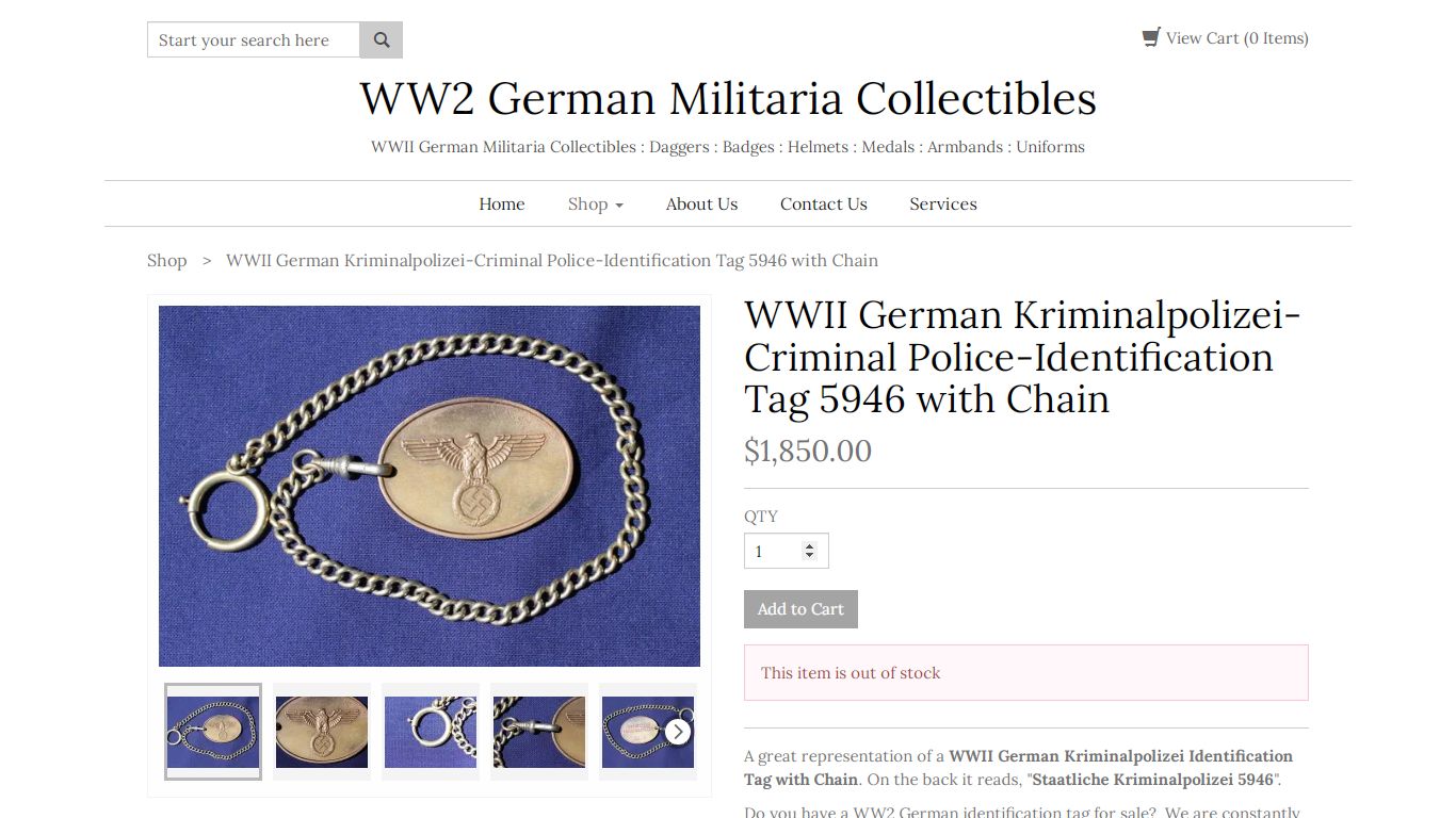 WWII German Kriminalpolizei-Criminal Police-Identification Tag 5946 ...